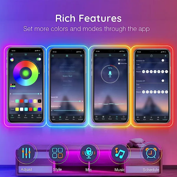 RGB Neon LED Strip Lights 16.4Ft